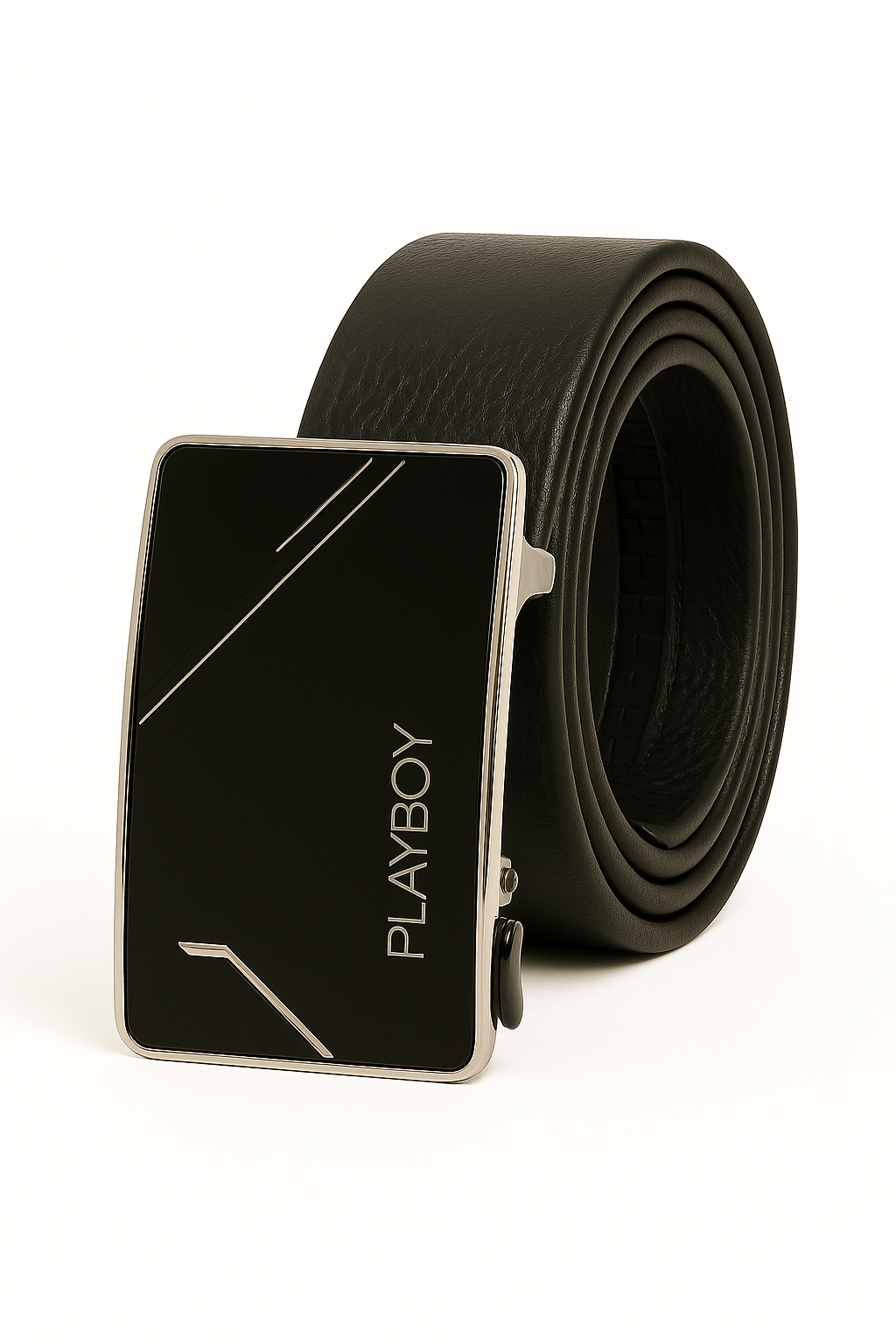 Playboy Premium Folded Leather Belt with Glossy Buckle