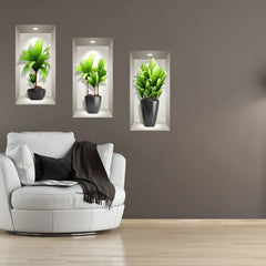 Pack of 3 3D Exotic Long Plants Wall Sticker