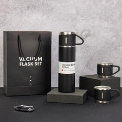 Steel Vacuum Flask Set with 3 Steel Cups-500ml
