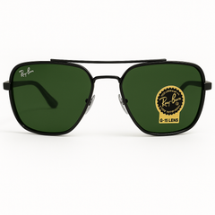 Square Frame Sunglasses with Green Lenses