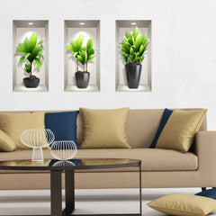 Pack of 3 3D Exotic Long Plants Wall Sticker
