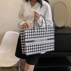 Elegant Black & White Diamond Pattern Tote Bag – Durable, Stylish & Versatile