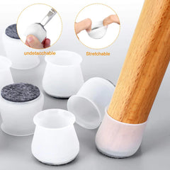 Pack of 4 Silicone Chair Leg Cap - Furniture Table Feet Cover Bottom Pad - Rubber Floor Protector