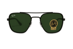 Square Frame Sunglasses with Green Lenses