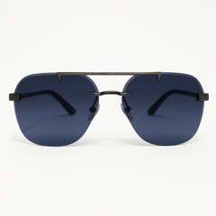 Luxury Rimless Sunglasses – Gradient Blue Lenses