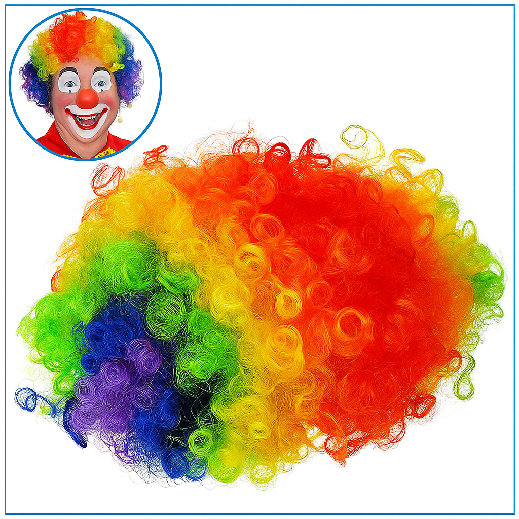 Colorful Curly Clown Wig – Funny Afro Costume Wig for Parties & Dress-Up