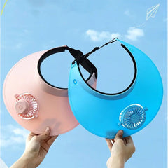 SOLAR AND RECHARGEABLE ROTATING HAT FAN