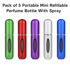 Pack of 5 Portable Mini Refillable Perfume Bottle With Spray.